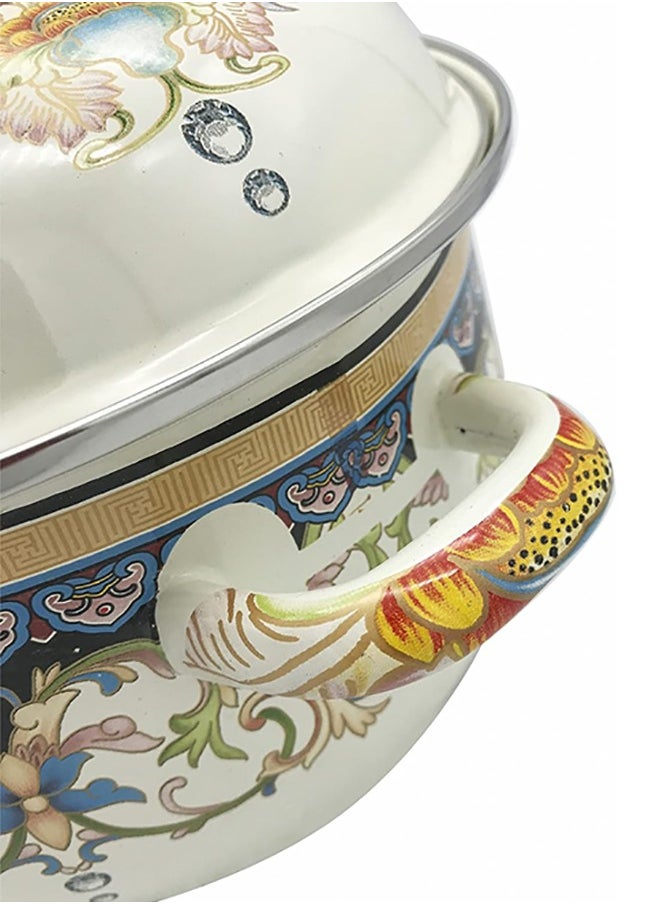 Enamel soup pot with lid