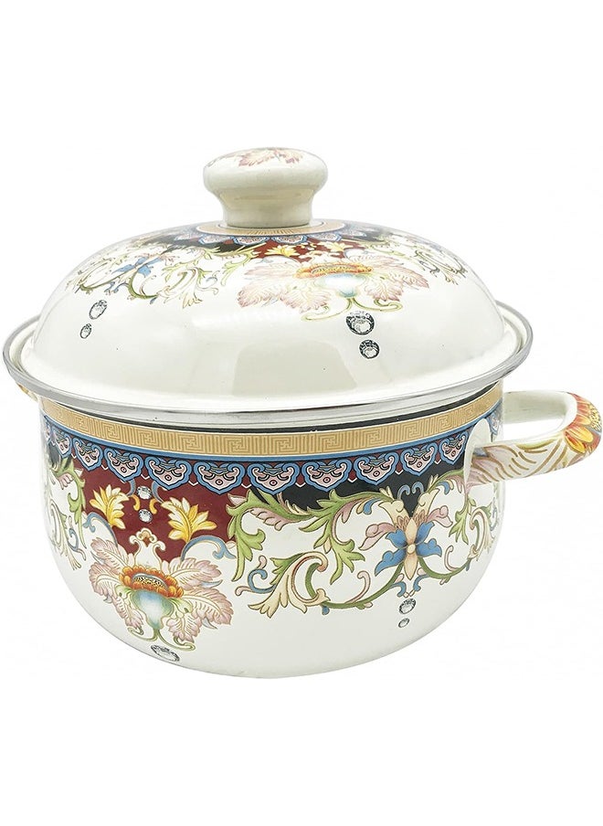 Enamel soup pot with lid