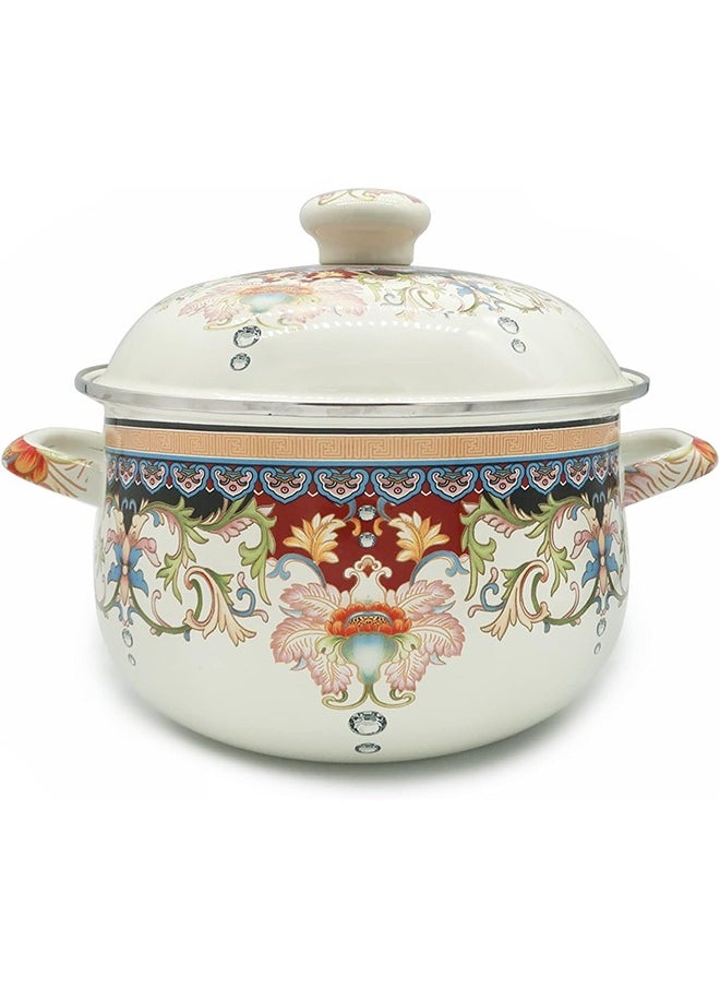 Enamel soup pot with lid