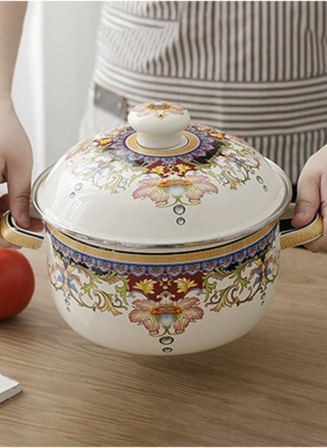 Enamel soup pot with lid