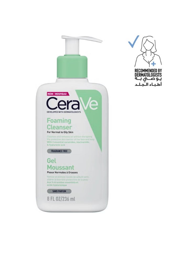 CERAVE Foaming Cleanser For Normal To Oily Skin With Hyaluronic Acid 236ml