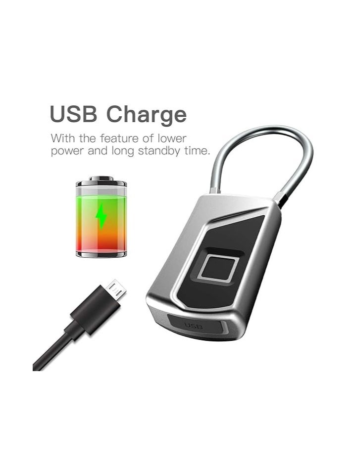 SKEIDO UsB Rechargeable smart Keyless Fingerprint Lock IP66 Waterproof anti-Theft security Padlock Door Luggage Case Lock