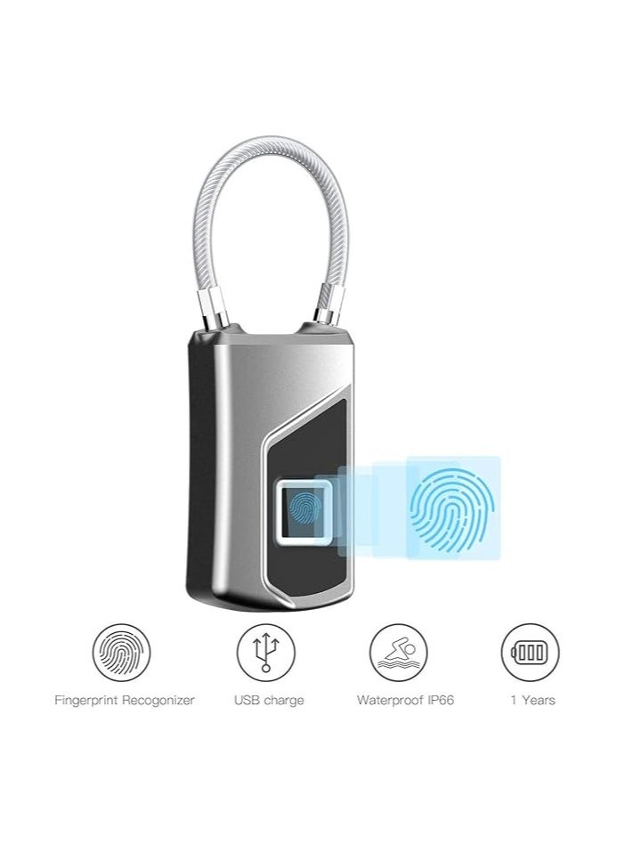 SKEIDO UsB Rechargeable smart Keyless Fingerprint Lock IP66 Waterproof anti-Theft security Padlock Door Luggage Case Lock