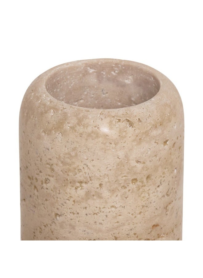 Travertine Tumbler, Beige - 13X8Cm