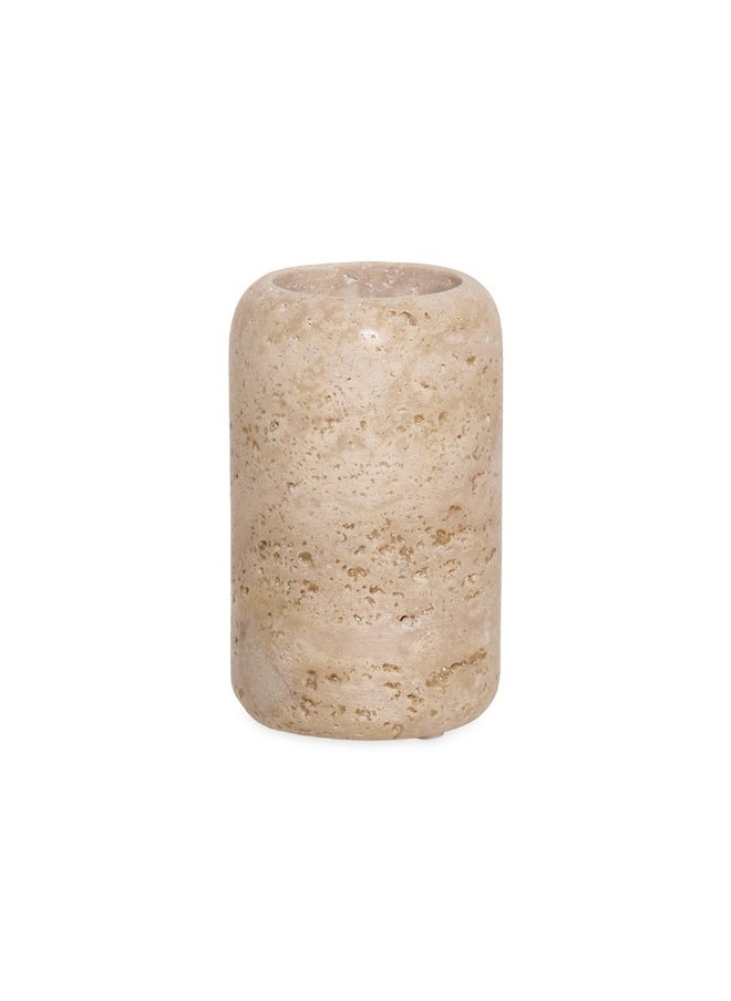 Travertine Tumbler, Beige - 13X8Cm