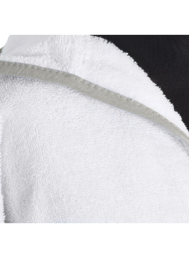 Yalla Hooded Kids Robe, White And Silver - 400 Gsm, Large