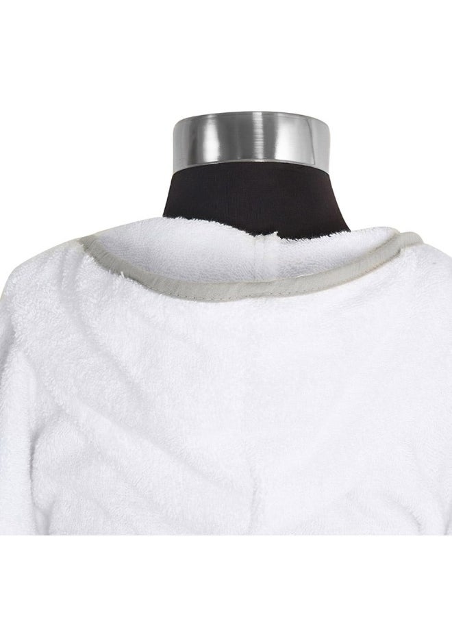 Yalla Hooded Kids Robe, White And Silver - 400 Gsm, Medium