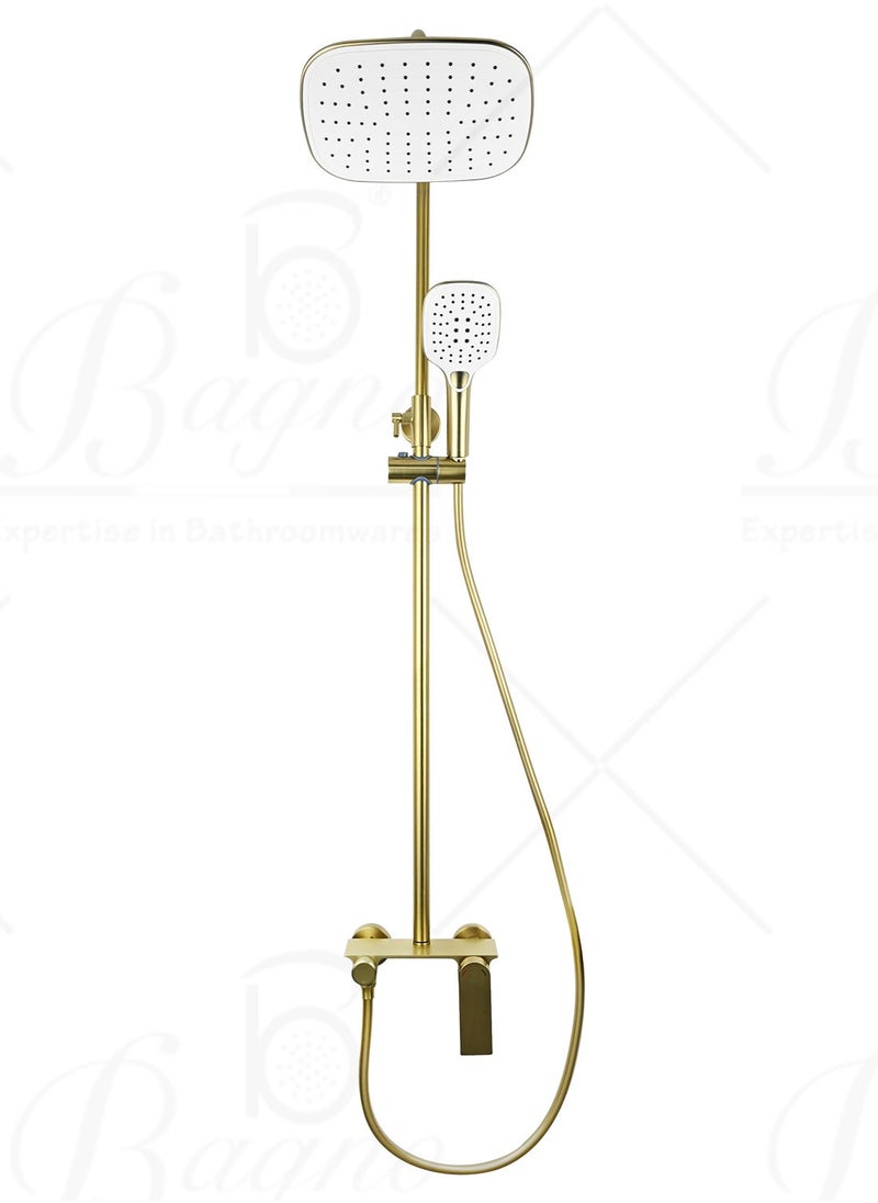 B BAGNO complete shower system fixture 3403-2 matt gold full brass, adjustable shower height and hand shower