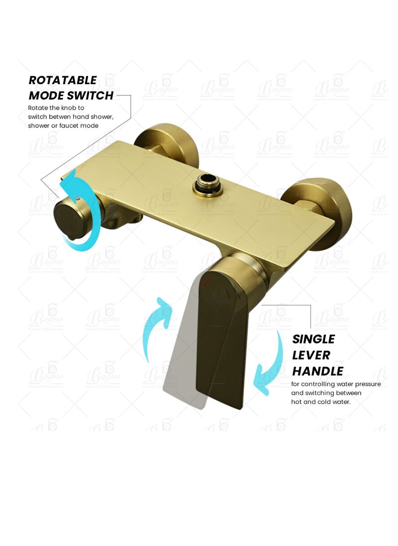 B BAGNO complete shower system fixture 3403-2 matt gold full brass, adjustable shower height and hand shower