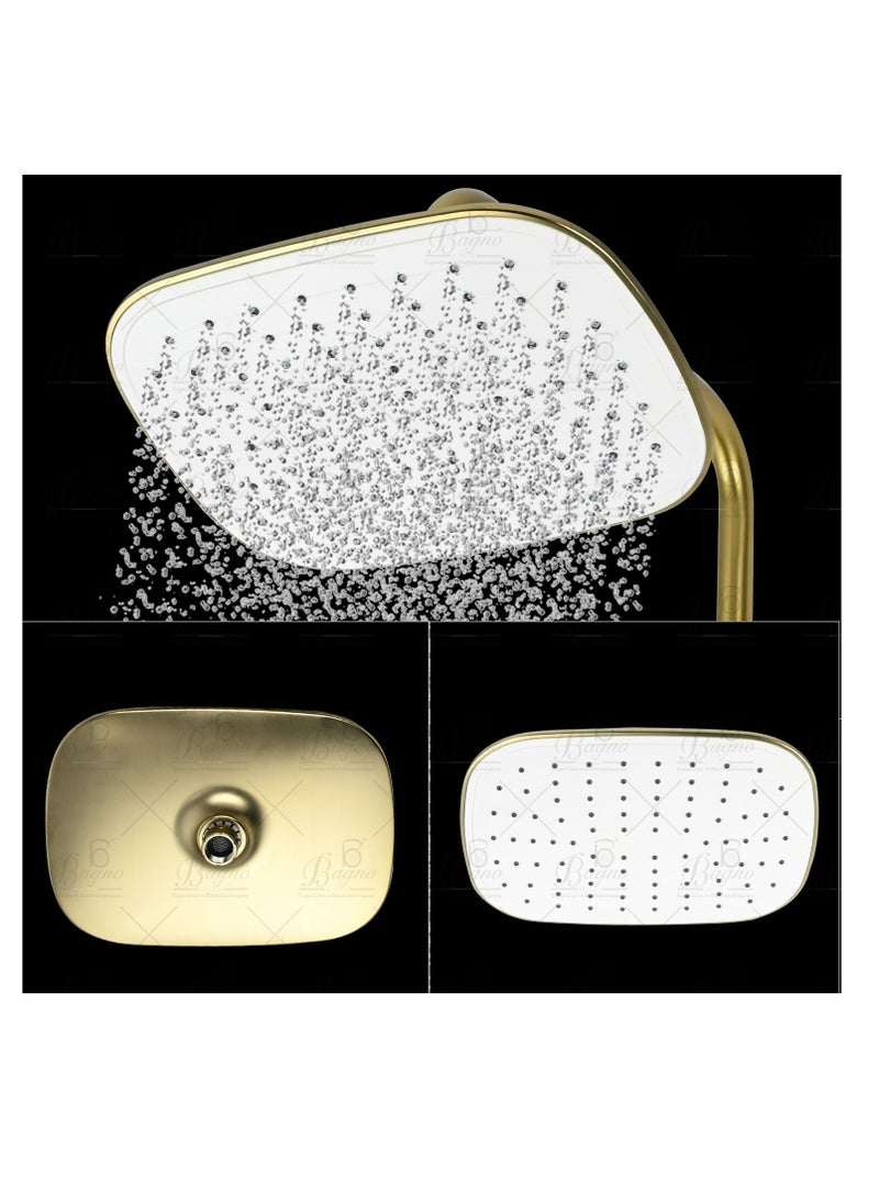 B BAGNO complete shower system fixture 3403-2 matt gold full brass, adjustable shower height and hand shower