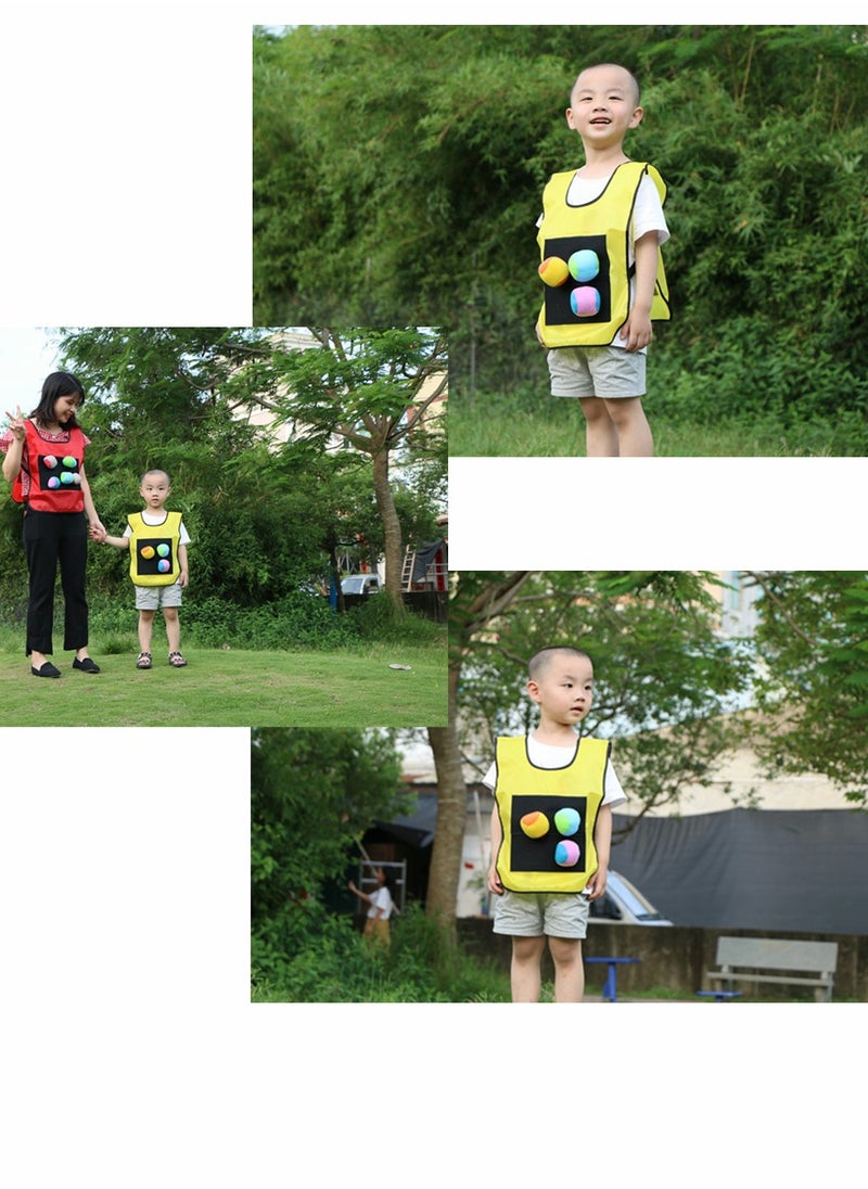 Dodgeball Game Set, 2 Sticky Target Vests with 10 Cotton Balls Throwing Parent-Child Interaction Playground Games Toy for Indoor Outdoor