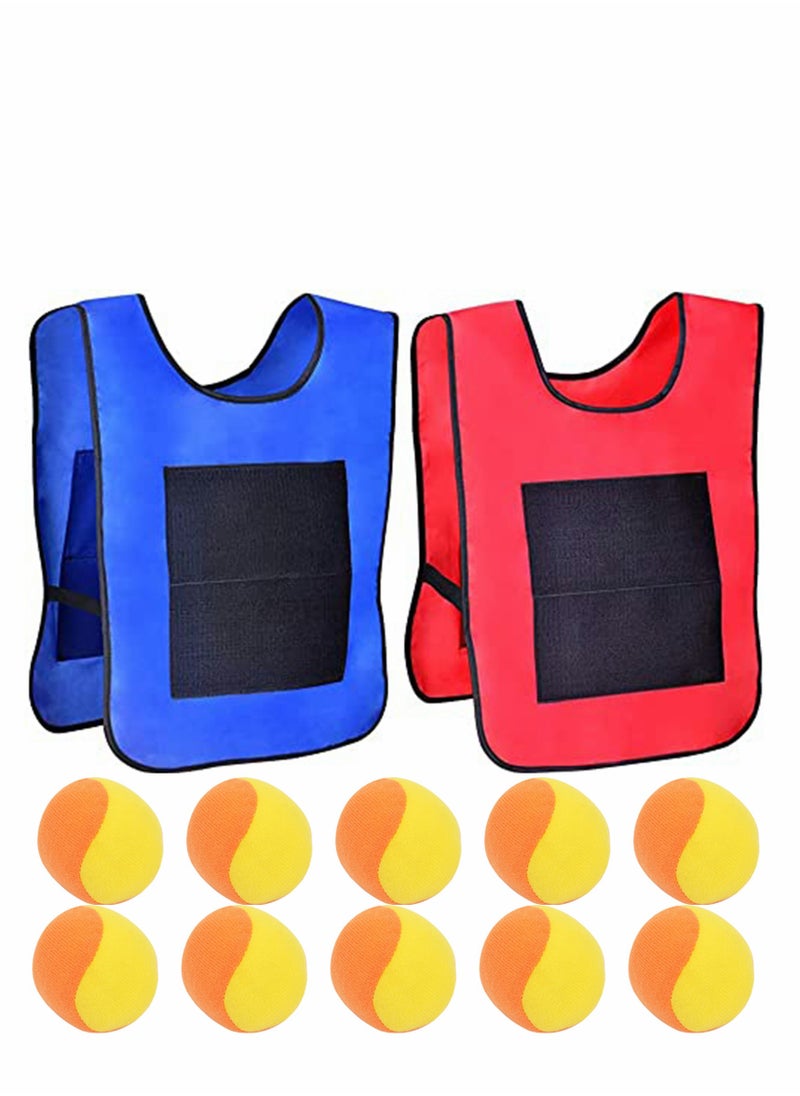 Dodgeball Game Set, 2 Sticky Target Vests with 10 Cotton Balls Throwing Parent-Child Interaction Playground Games Toy for Indoor Outdoor