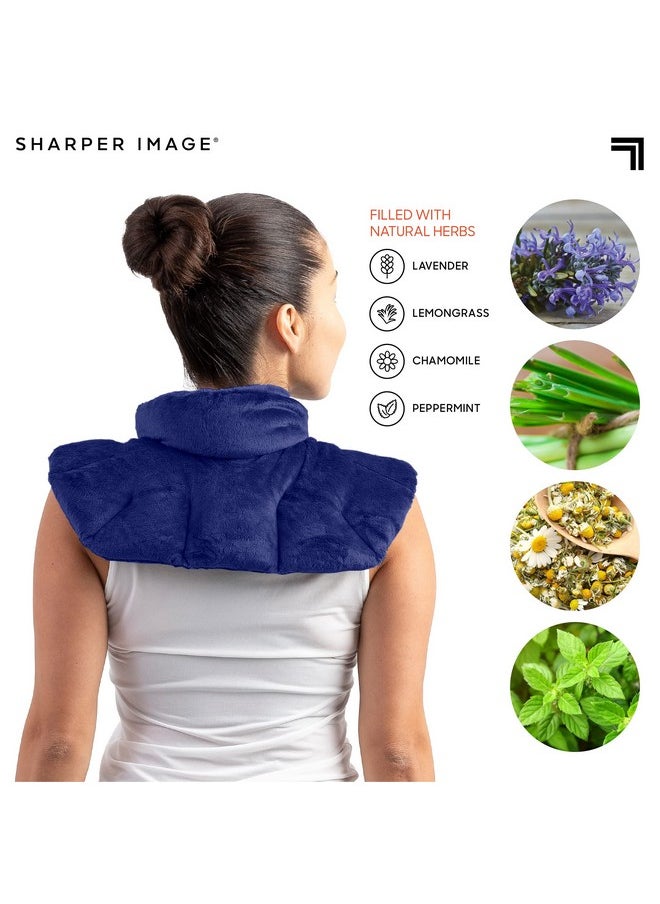 Heated Neck & Shoulder Wrap - Microwavable Warm & Cooling Plush Pad, Scented Aromatherapy (100% Natural Lavender & Herb Spa Blend), Pain Tension Headache Relief Therapy, Gift For Women