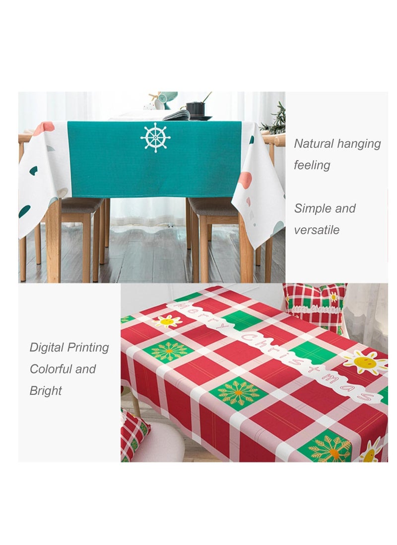 Merry Christmas Rectangle Tablecloth – 55 x 87 Inch Happy New Year Table Cover for Dining, Kitchen, Restaurant, Party, Buffet, and Picnic with Xmas Tree Design.