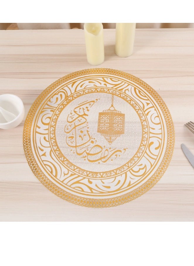 Set of 10 Pcs Placemat For Ramadan Mubarak Waterproof And Non-slip Eid Mubarak Round Table Mat Moon Decorations