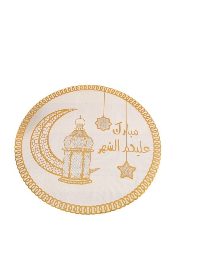 Set of 10 Pcs Placemat For Ramadan Mubarak Waterproof And Non-slip Eid Mubarak Round Table Mat Moon Decorations