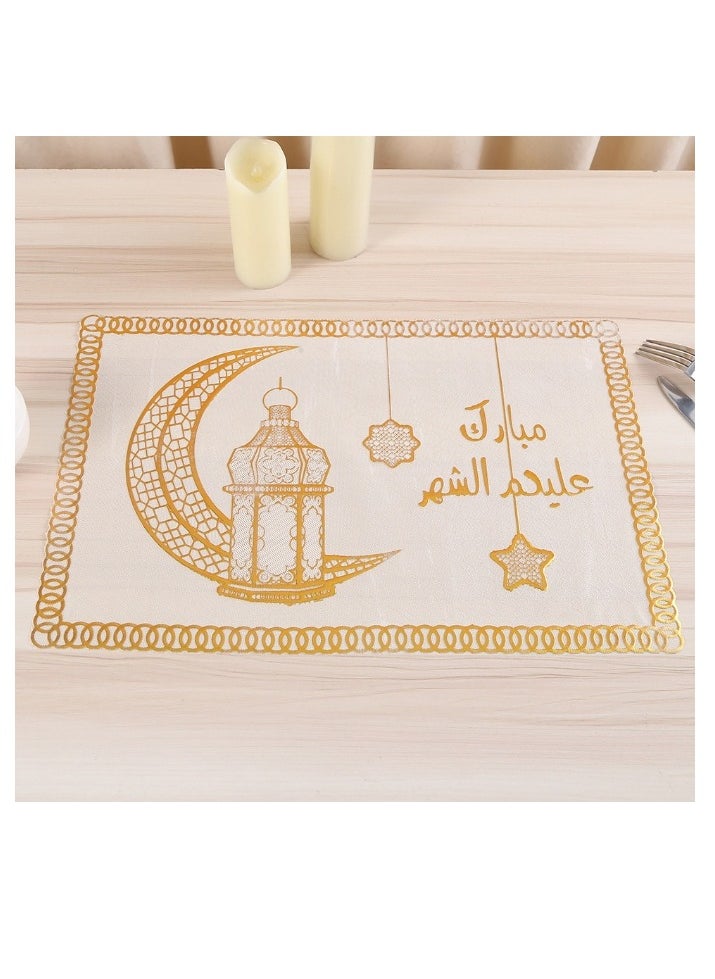 Set of 10 Pcs Placemat For Ramadan Mubarak Waterproof And Non-slip Eid Mubarak Table Mat Moon Decorations