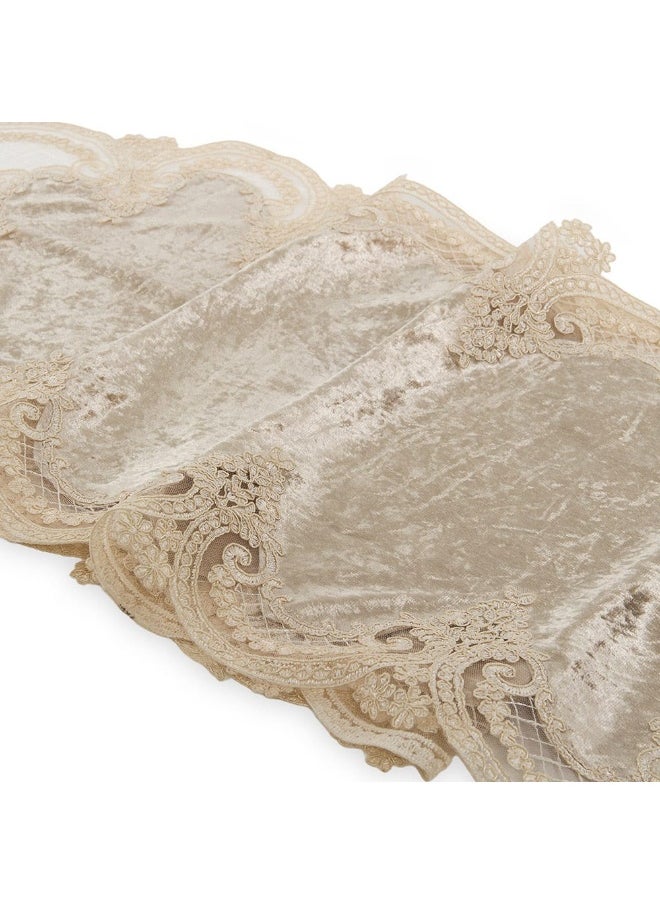 Zar Table Runner, Beige And Brown - 40X180Cm