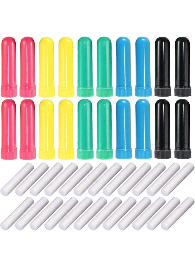 24 Pcs Essential Oil Aromatherapy Inhaler, Refillable Nasal Inhaler Blanks With Unscented Wicks, Assorted Colors