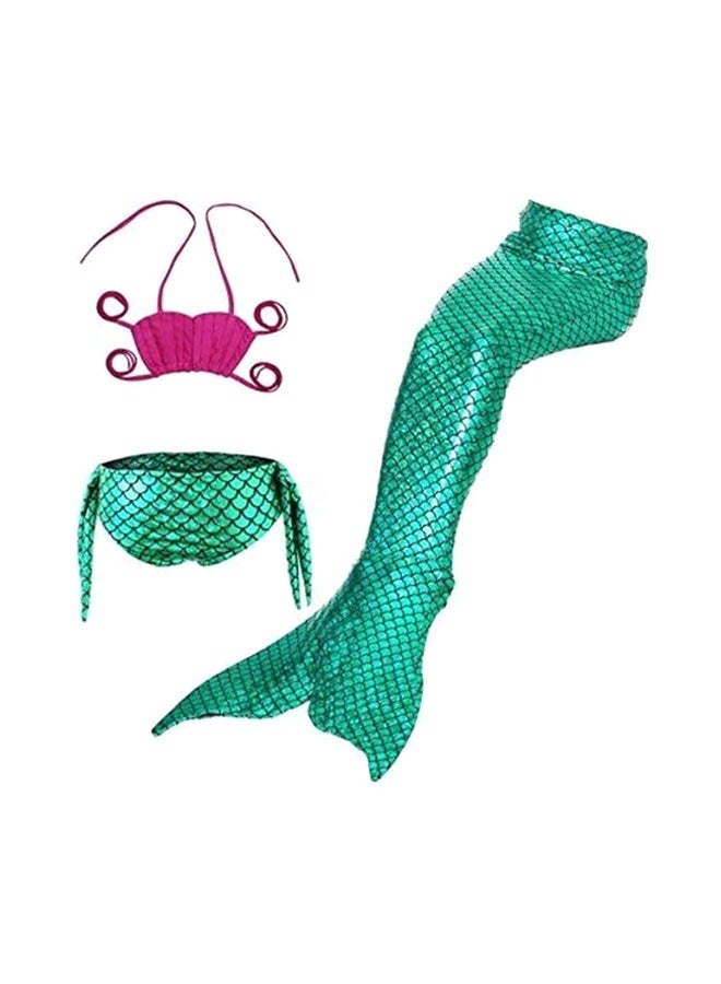 3-Piece Mermaid Swimming Suit Set 140cm