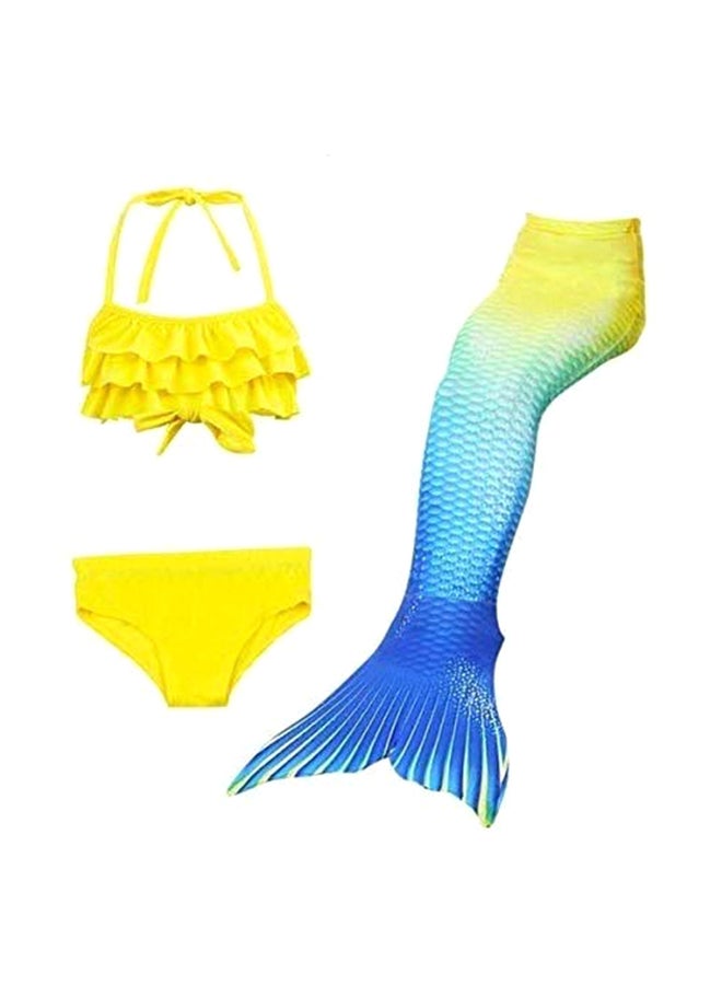 3-Piece Mermaid Swimming Suit With Bikini Set 140cm