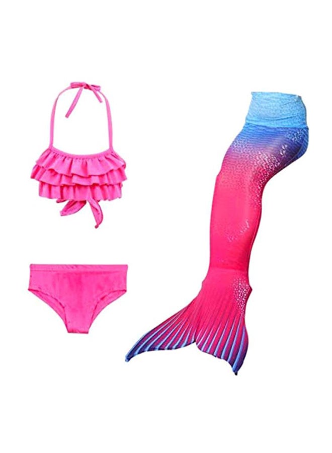 3-Piece Mermaid Swimming Suit With Bikini Set 140cm