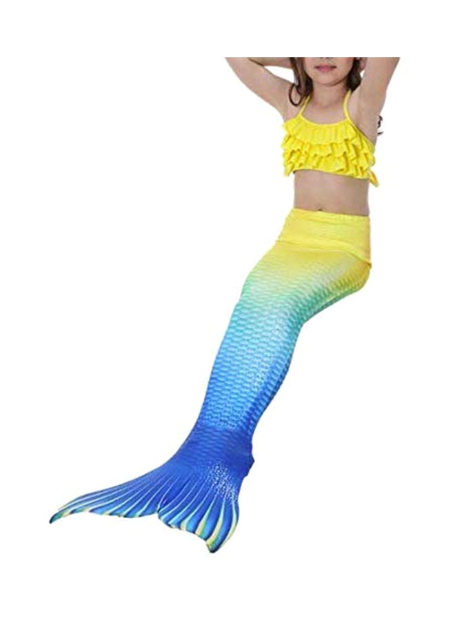 3-Piece Mermaid Swimming Suit With Bikini Set 130cm