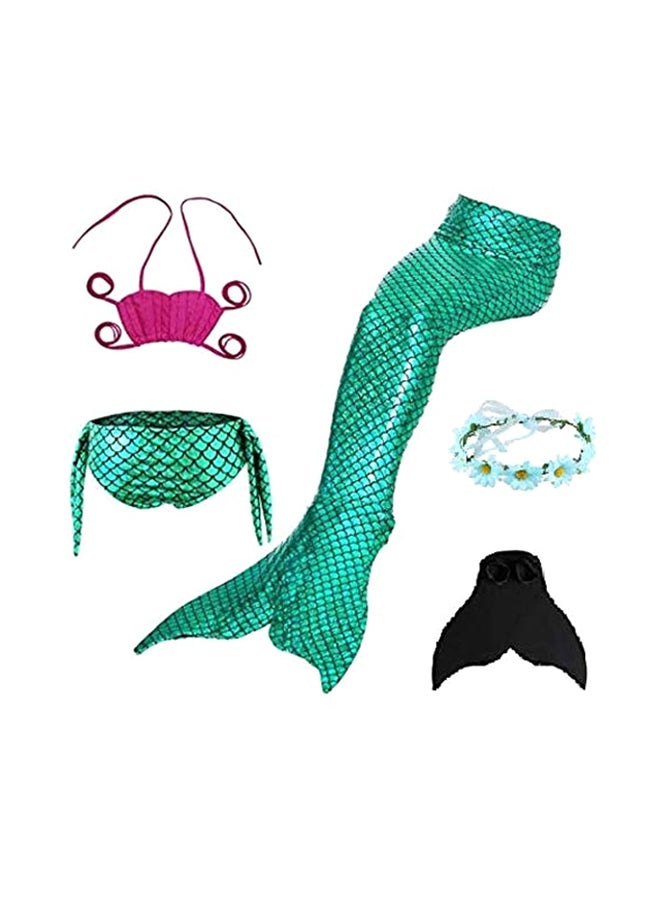 5-Piece Mermaid Swimming Suit Set 130cm