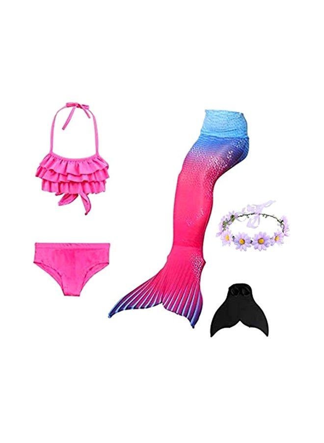 5-Piece Mermaid Swimming Suit With Bikini Set 130cm