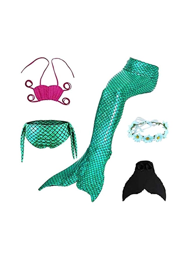 5-Piece Mermaid Swimming Suit With Bikini Set 110cm