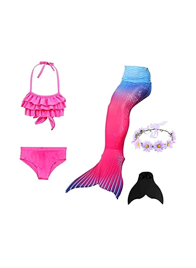5-Piece Mermaid Swimming Suit With Bikini Set 150cm