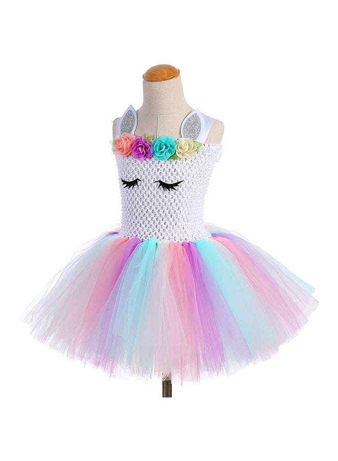 Rainbow Unicorn Tutu Dress With Headband Set 6Y