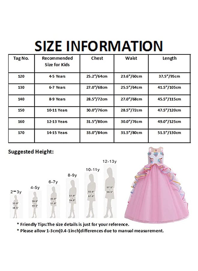 Unicorn Princess Costume Birthday Pageant Party Dance Performance Fancy Dress Up Outfit 4 - 5 Years