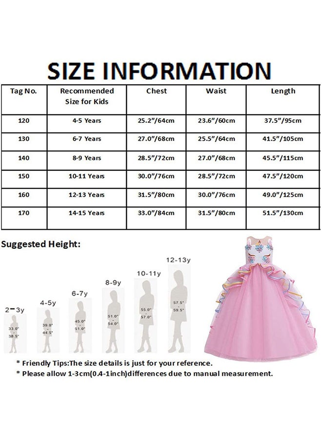 Unicorn Headband Princess Costume Birthday Pageant Party Dance Performance Fancy Dress Up Outfit 10 - 11 Years