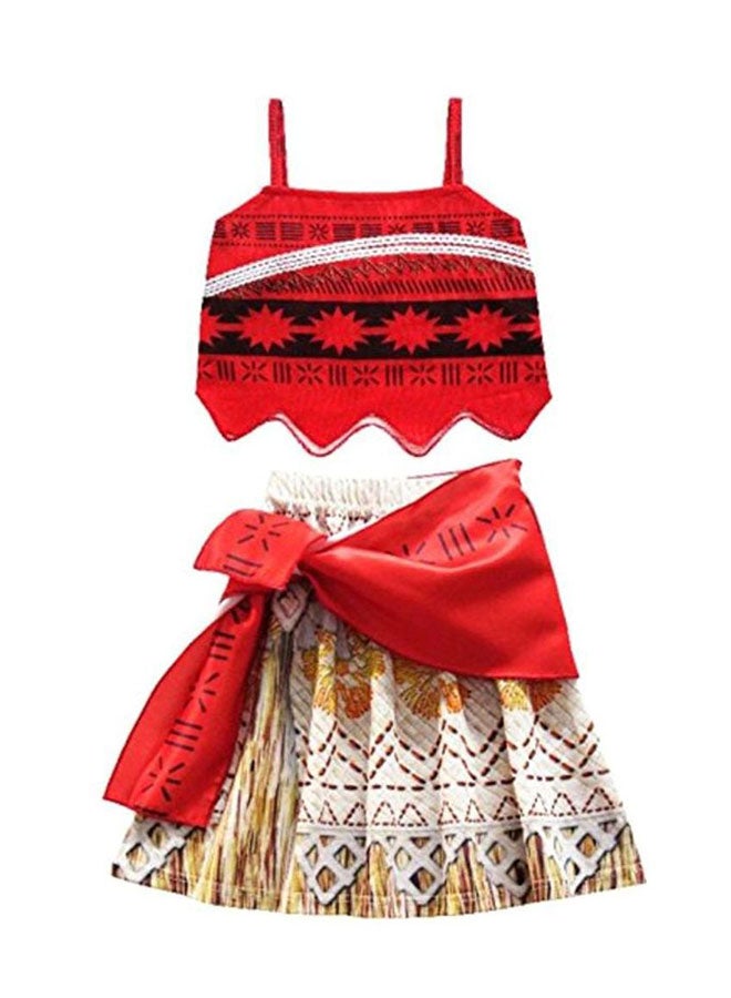 Princess Moana Girls Dress Costume With Magical Seashell Necklace, 6 - 7 Years