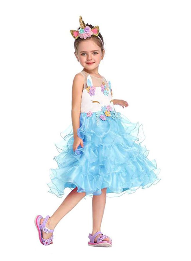 Unicorn Princess Costume With Headband 4 - 5 Years