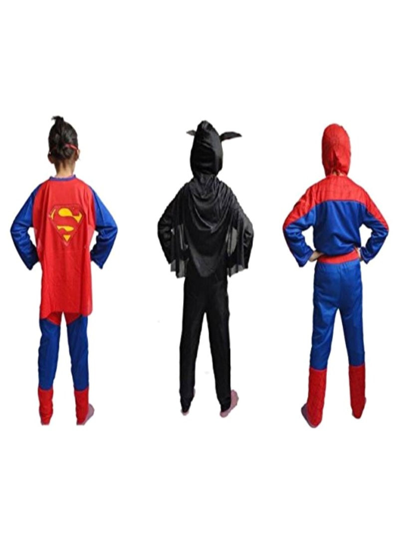 Spiderman, Superman And Batman Style Costume TriSet, 4 - 6 Years