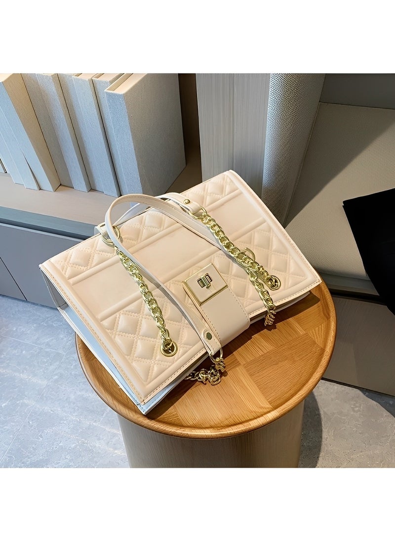 Women's Shoulder Bag Top Handle Satchel Bag with Chain Design & Large Capacity Handbags Tote Purse for Travel Work Daily