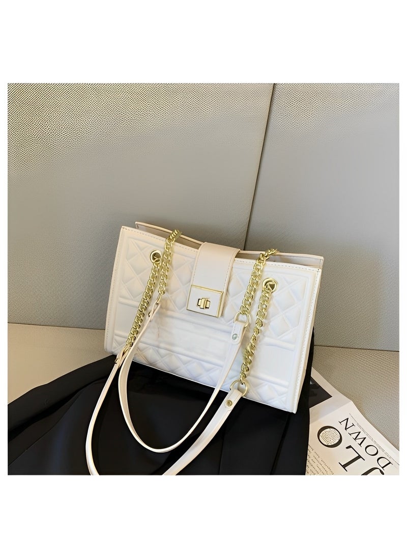 Women's Shoulder Bag Top Handle Satchel Bag with Chain Design & Large Capacity Handbags Tote Purse for Travel Work Daily