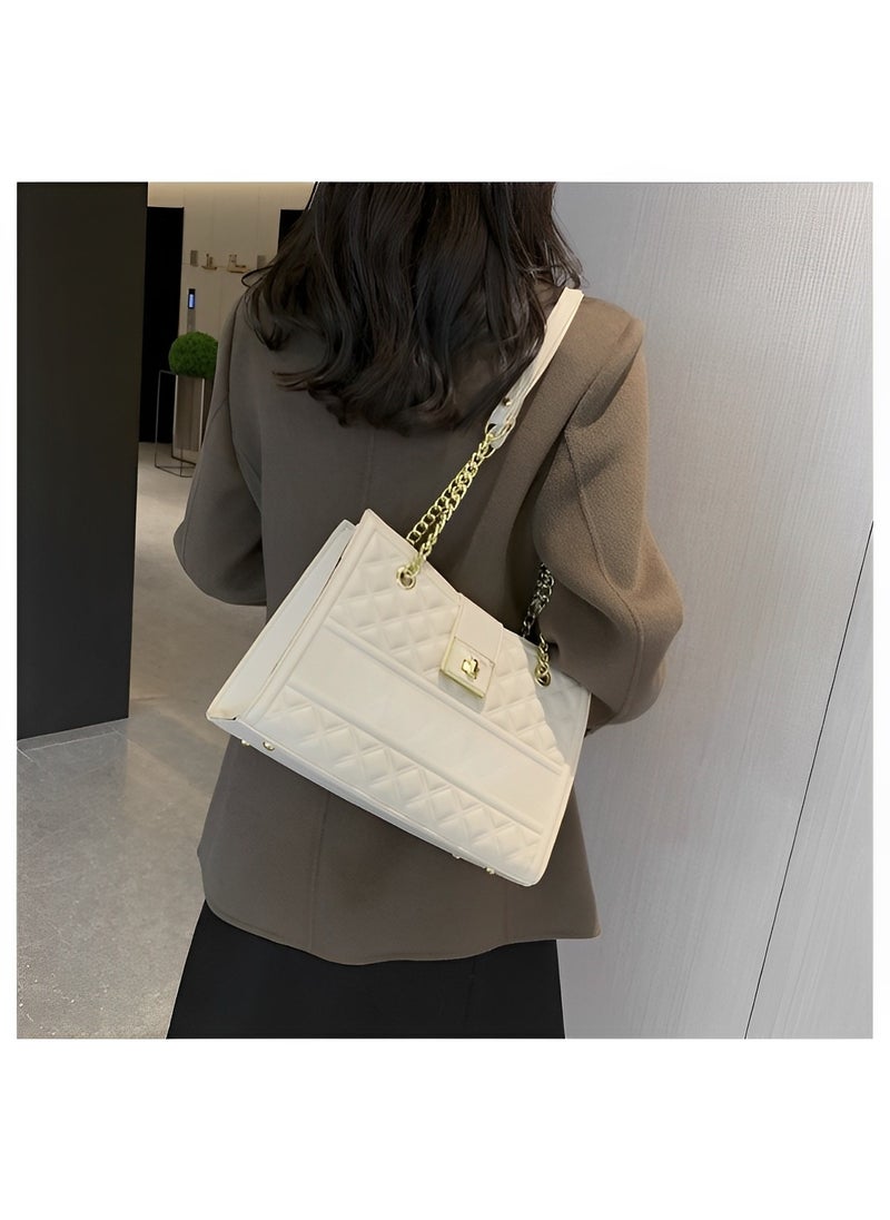 Women's Shoulder Bag Top Handle Satchel Bag with Chain Design & Large Capacity Handbags Tote Purse for Travel Work Daily