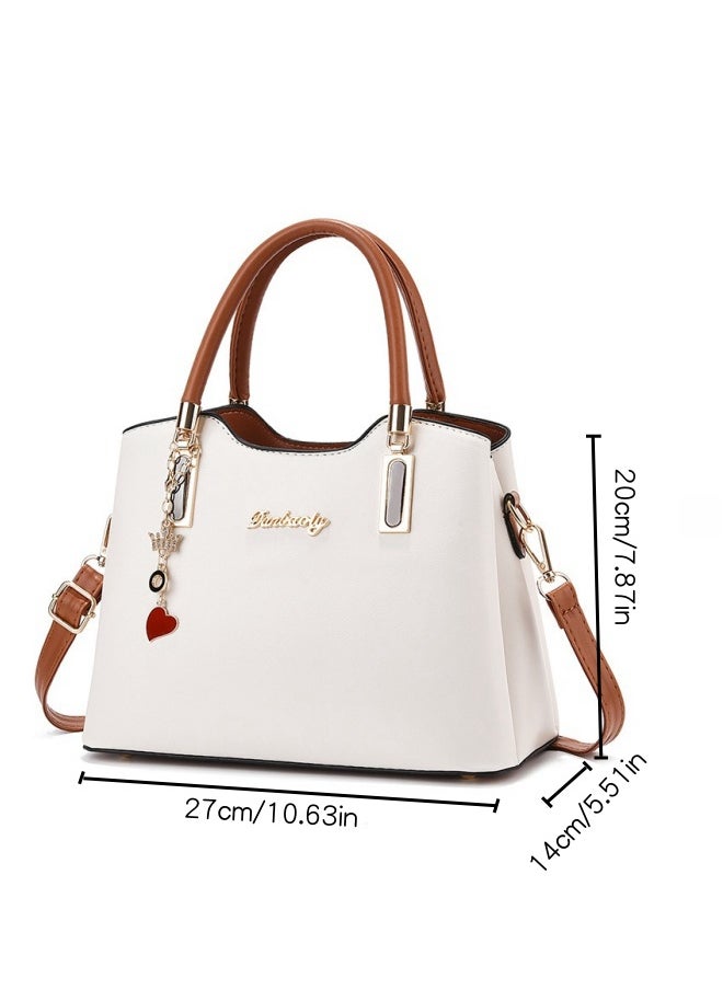 Women's Fashion Luxury Shoulder Bags, Ladies Designer Hardware Charm Handbag Tote Bags Clutch Bag, PU Leather Crossbody Bag Satchel Bag Beach Bag Carry Bag for College Students and Teenagers