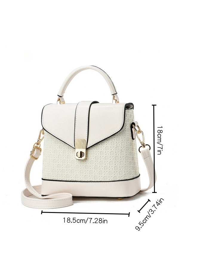 Women's Fashion Luxury Shoulder Bags, Ladies Daily Commuter White Handbag Tote Bags Clutch Bag, PU Leather Crossbody Bag Satchel Bag Beach Bag Carry Bag for College Students and Teenagers