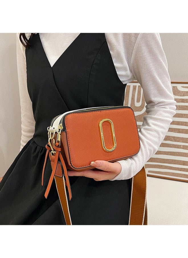 Women's Versatile PU Leather Shoulder Bag, Ladies Portable Camera Bag Crossbody Bag Sling Bag Side Bag Carry Bag, Retro Contrasting Small Square Bag Handbag Satchel Bags for Girls/College Students