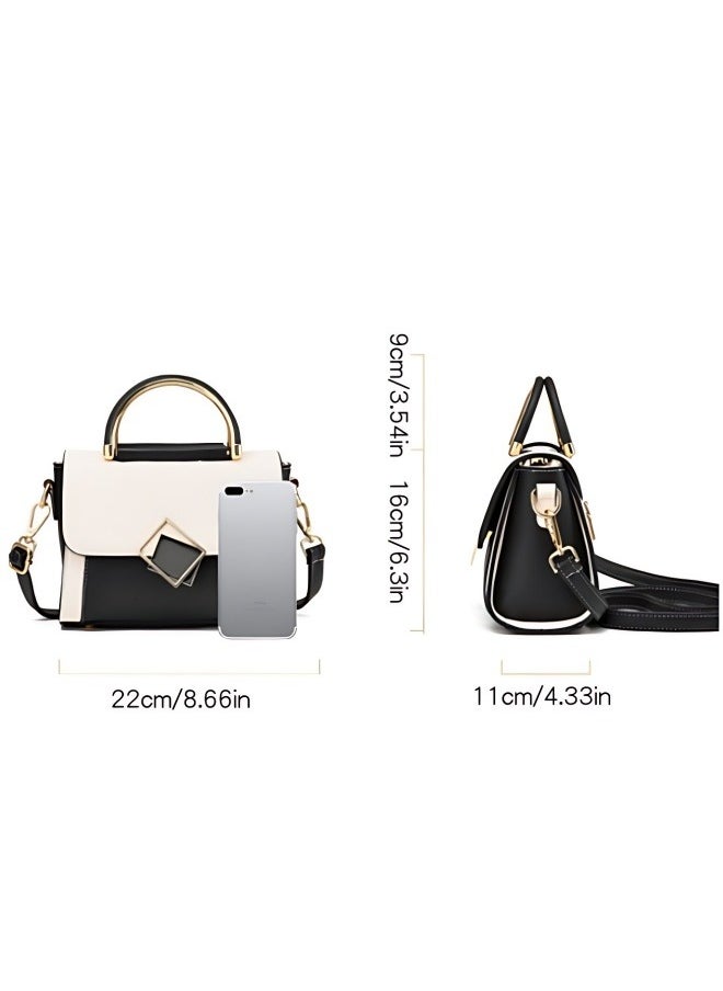 Women's Fashion Luxury Shoulder Bags, Ladies Designer Contrast Color Handbag Tote Bags Clutch Bag, PU Leather Crossbody Bag Satchel Bag Beach Bag Carry Bag for College Students and Teenagers