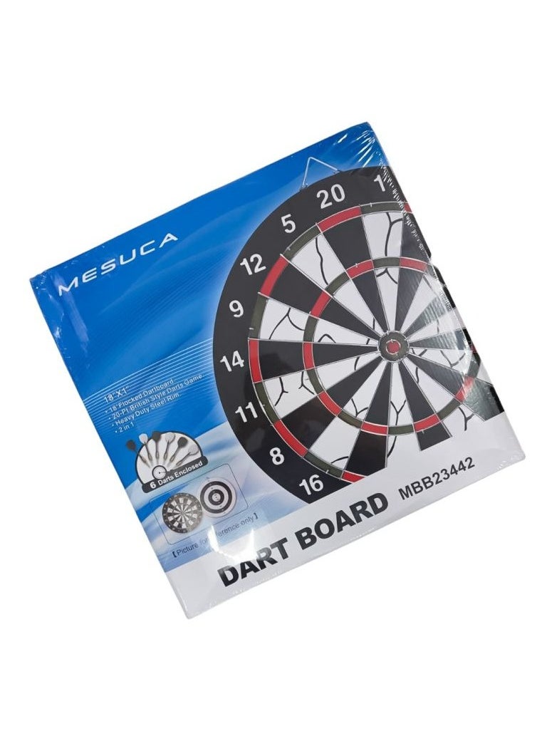 MESUCA 18-INCH FLOCKING DARTBOARD SET 1 BOARD AND 6 PCS DARTSSIZE: 18 MBB23443