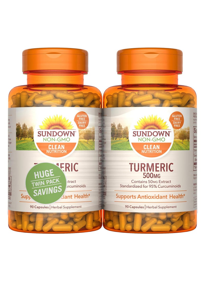 Turmeric 500 Mg Twin Pack Herbal Supplements 180 Count