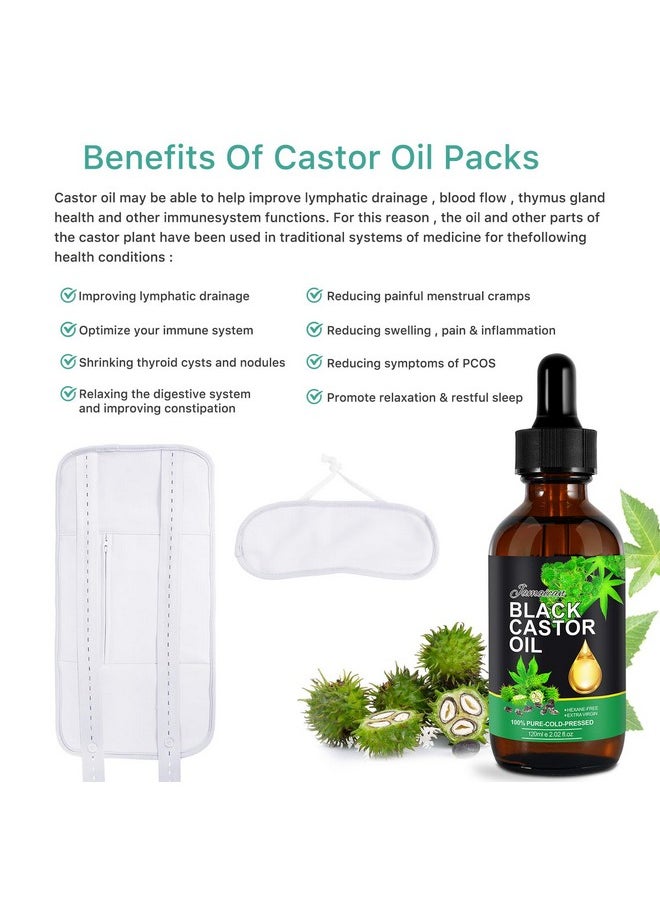 Castor Oil Pack For Liver Kit, Castor Oil Organic, Castor Oil Pack Wrap For Waist And Neck, Reusable Organic Castor Oil Pack Kit, Cotton Flannel & Soft Tie