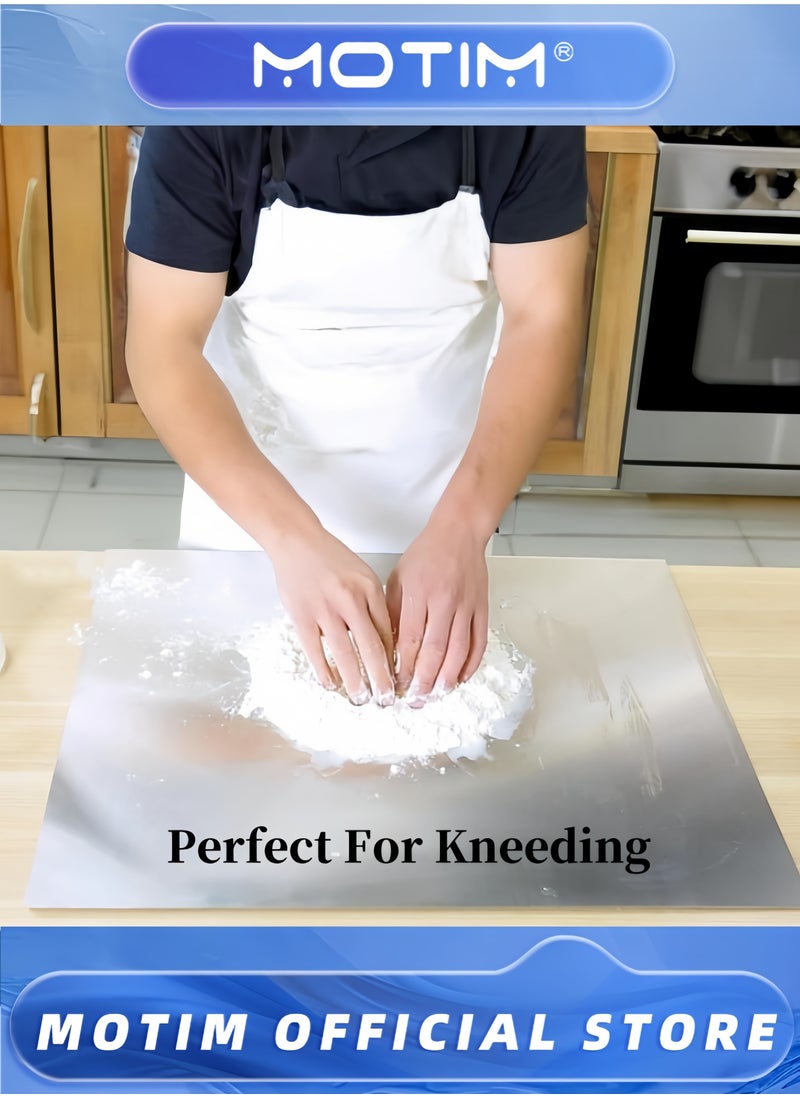Counter Top Chopping Board Stainless Steel Worktop Platform Round Edge Baking Heavy Extra Large (60cm Wide x 50cm Deep)