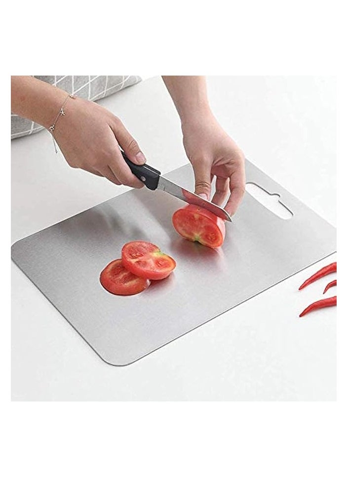 Cutting Board, Chopping Board, Cutting Block Mincing Mat, Thick Stainless Steel, Heavy Duty Non-Slip, Double Side,for Kitchen Home Meat Vegetable Fruit Cheese (L 32 * 46cm)