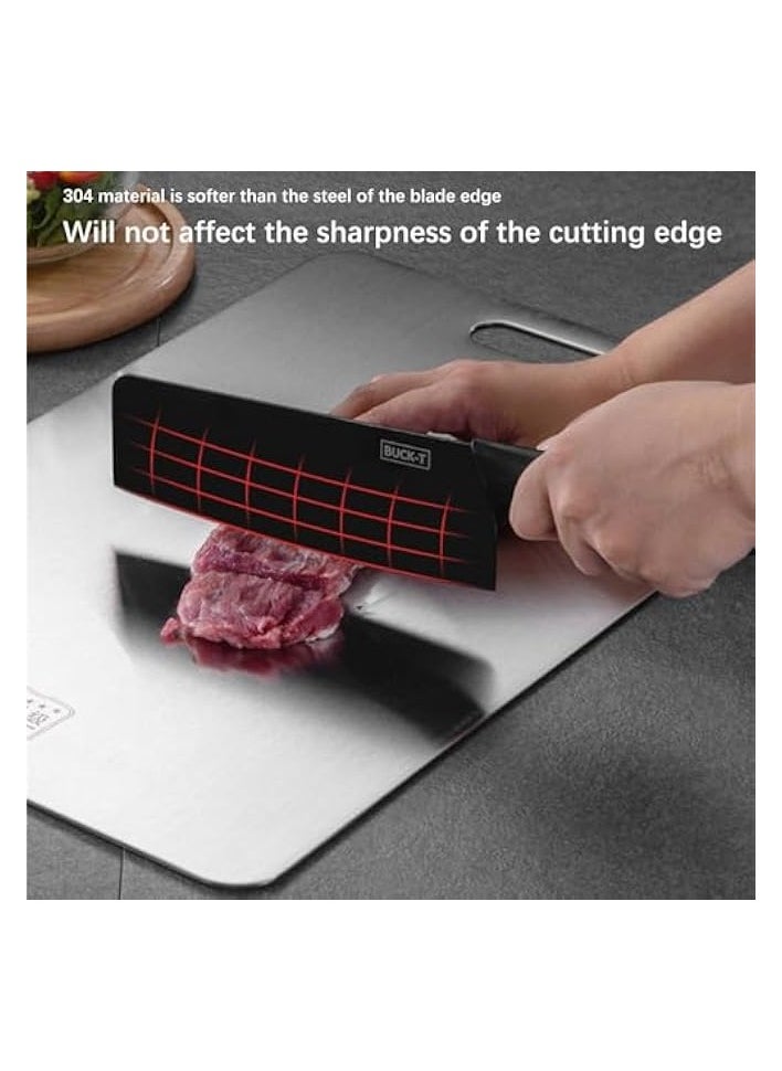 Board Double Sided Stainless Steel 304 Kitchen Cutting Board With Hanging Hole Durable Home Kitchen Chopping Board Cutting Board Kitchen Cutting Boards For Meat Vegetables Fruit